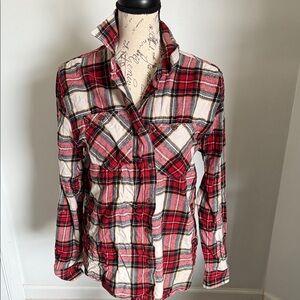 Thread for Thought L Red and White Plaid Button-Up Shirt